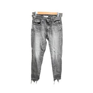 Moussy Vintage Gray‎ Distressed Raw Fray Hem Skinny Women's Jeans Size 25